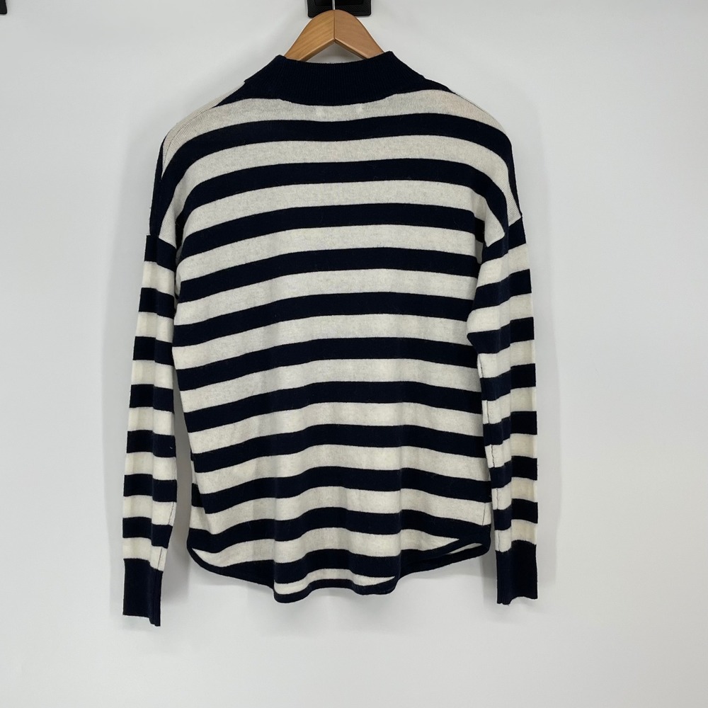 Madewell Merino Wool Alpaca Blend Striped Mock Neck Sweater Size L‎ Preppy Cozy